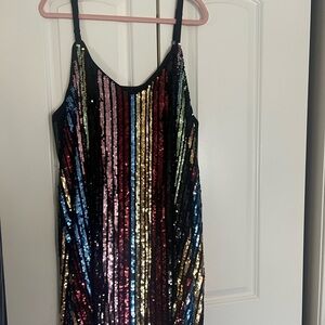 Torrid Multicolor Sequin Striped Dress 3X